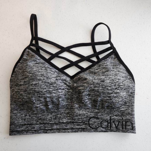 Calvin Klein Performance Other - Calvin Klein Size M Grey Strappy-Front Sports Bra
